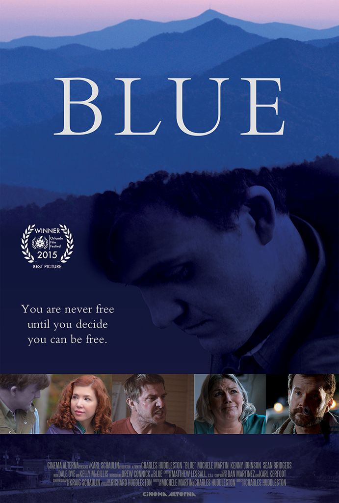Movie poster for Blue featuring a man with blue skin
